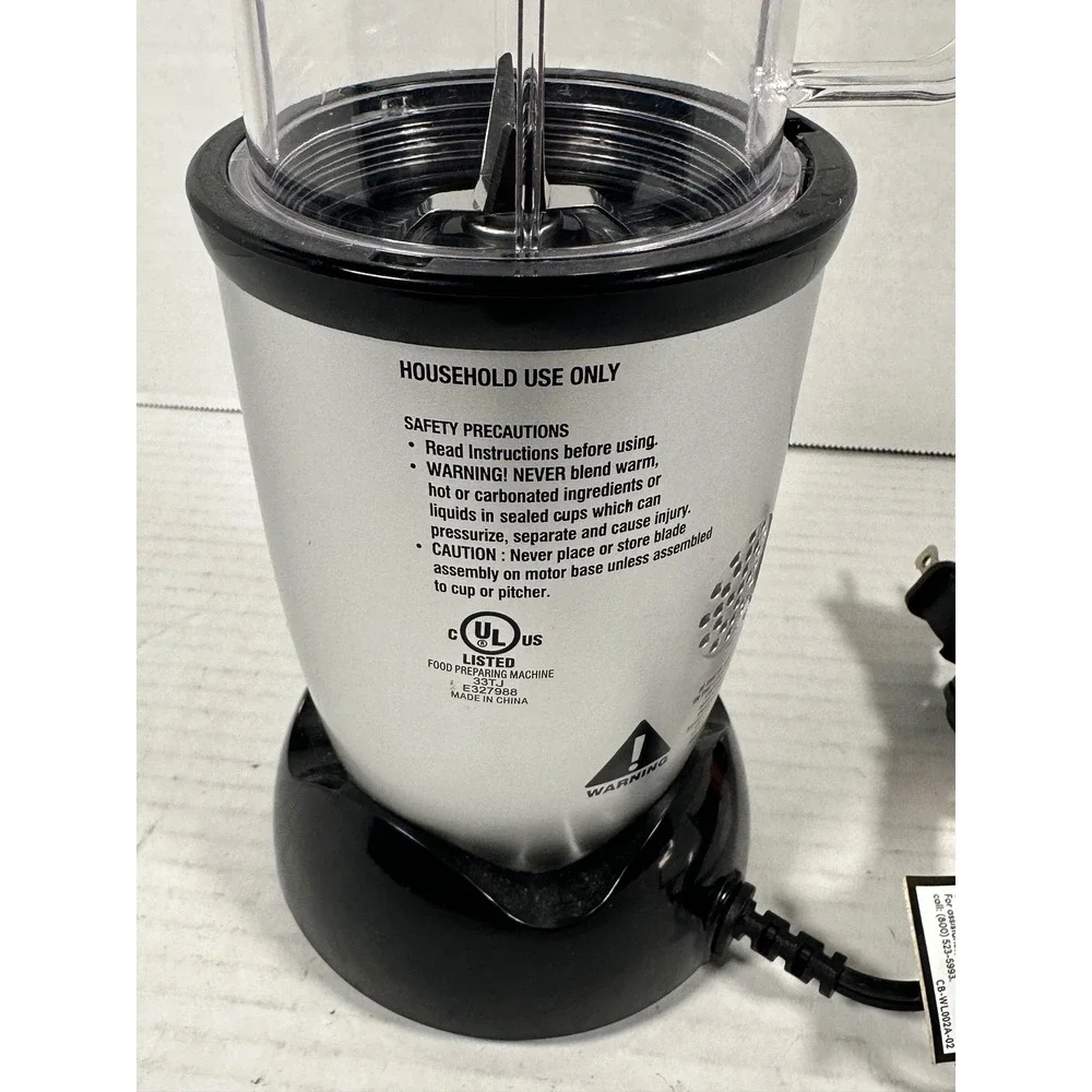 Magic Bullet Personal Blender Silver Black MB-WL076C-02 with Tall Handle‎ Cup